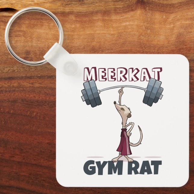 Porte-clés Cute Meerkat Gym Rat Funny Weightliftlifter Cartoo (Recto)