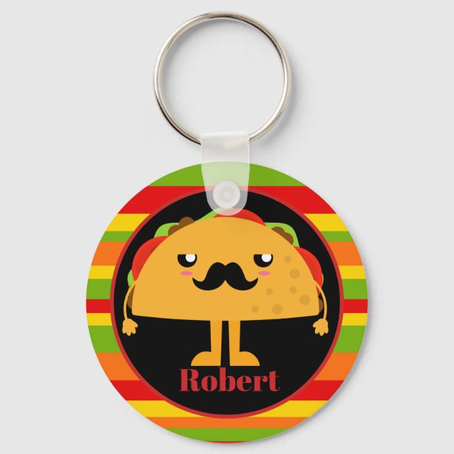 Porte-clés Cute mexicaine taco ajouter nom (Recto)