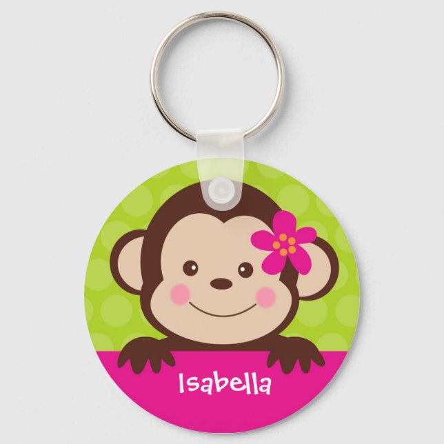 Porte-clés Cute Monkey Nom personnalisé Porte - clé Bag tag (Recto)