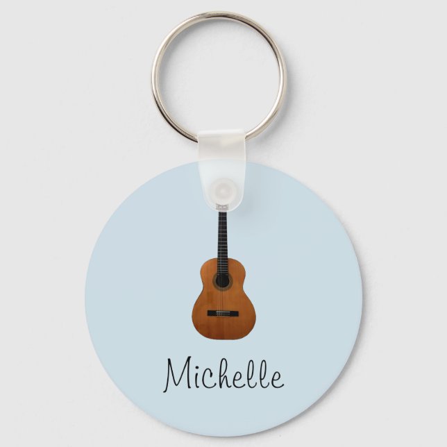 Porte-clés Cute Monogram Blue Music Guitare (Recto)