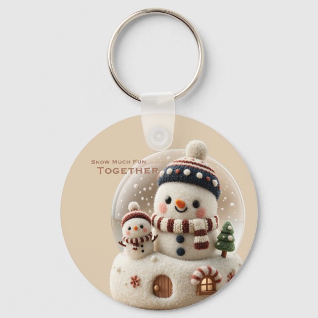 Porte-clés Cute Needle Felted Snowman Snowglobe (Recto)
