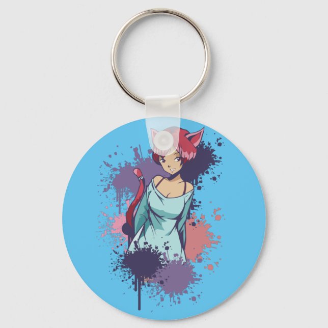 Porte-clés Cute Neko Girl (Recto)