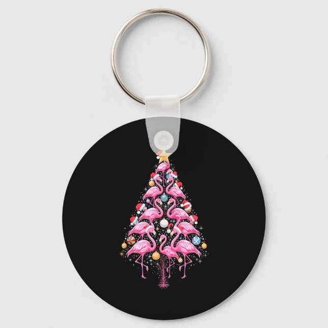 Porte-clés Cute Nk Flamingo Christmas Tree Santa Hat Trocal P (Recto)