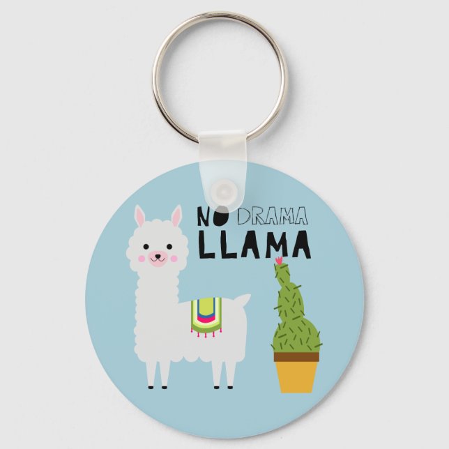 Porte-clés Cute No drama llama succulents cactus fiesta bleu (Recto)