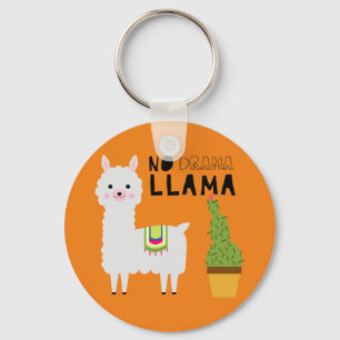 Porte-clés Cute No drama llama succulents cactus orange