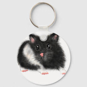 Porte-clés Cute noir blanc hamster syrien cadeaux accessoires