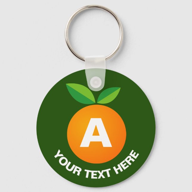 Porte-clés Cute orange fruit custom monogram button keychains (Recto)