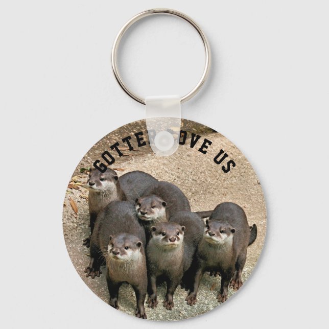 Porte-clés Cute Otter Family Wildlife Photo | Funny Otter (Recto)