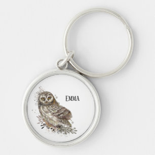 Porte-clés Cute Owl, Aquarelle Oiseau Porte - clé de la natur