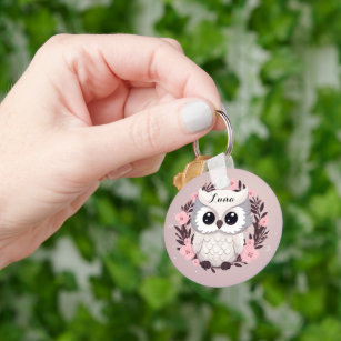 Porte-clés Cute Owl Design en rose Personnalisé