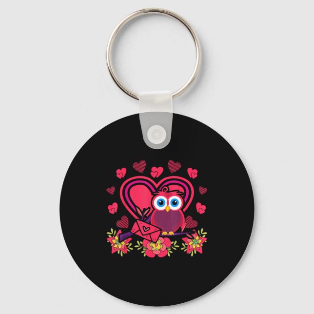 Porte-clés Cute Owl Valentines Day Gift Bird Owl  (Recto)
