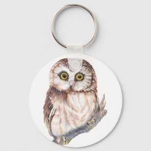 Porte-clés Cute Owl ,Watercolor Bird Nature,