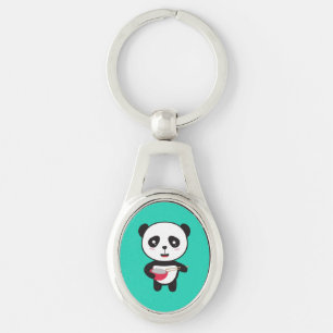 Porte-clés Cute Panda avec bol de riz