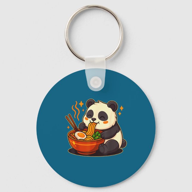 Porte-clés Cute Panda Eating Ramen Noodles  (Recto)