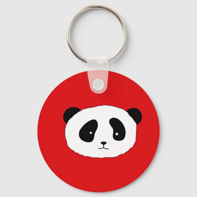 Porte-clés Cute Panda Face pattern red (Recto)