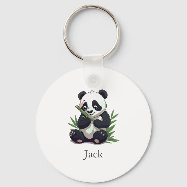 Porte-clés Cute Panda Green Bamboo fête d'anniversaire (Recto)