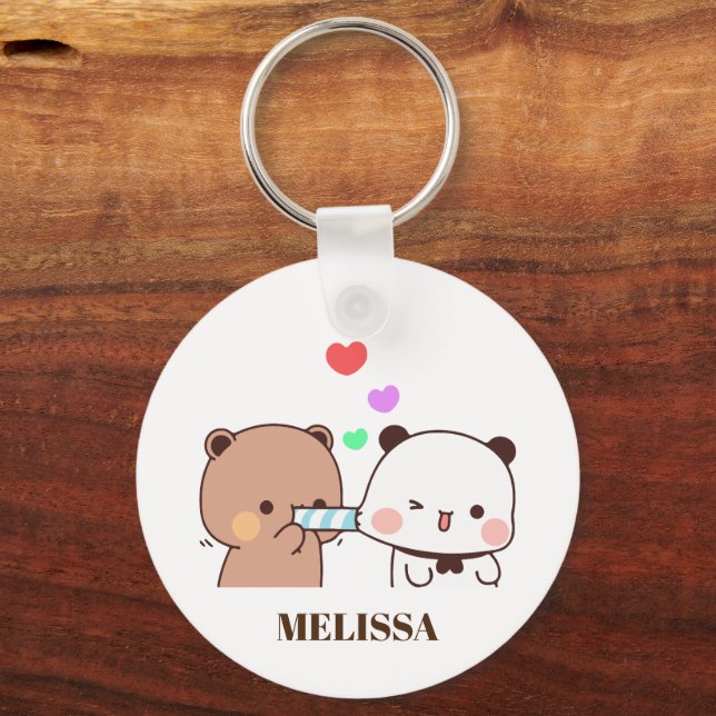 Porte-clés Cute Panda Ours Amour Monogramme (Recto)