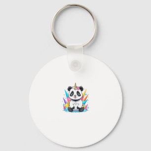 Porte-clés Cute Panda Riding Unicorn Girls Femmes Rainbow Tan