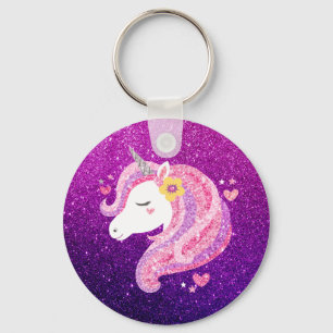 Porte-clés Cute Parties scintillant Unicorn