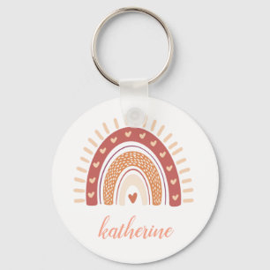 Porte-clés Cute Pastel Boho Terracotta Arc-en-ciel