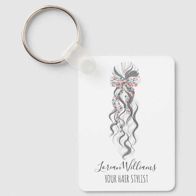 Porte-clés Cute Pastel Bride Wavy Hairstyle Hair Salon QR (Recto)