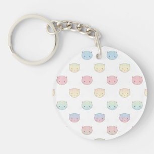 Porte-clés Cute Pastel Kitty Chat Façades Motif