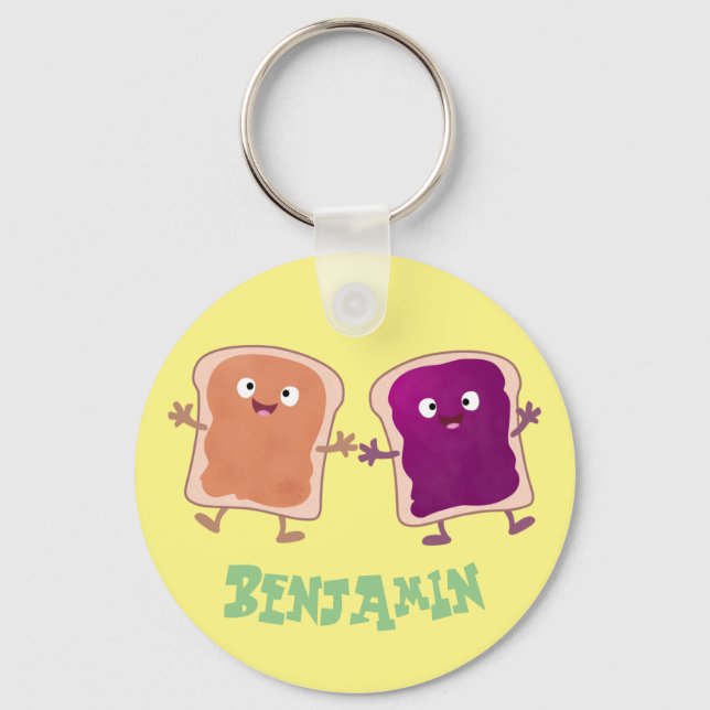 Porte-clés Cute peanut butter and jelly sandwich cartoon (Recto)