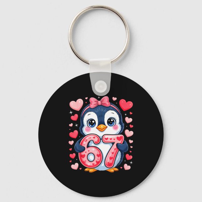 Porte-clés Cute Penguin 67 Six Seven Valentine Hearts 6 7 Mem (Recto)
