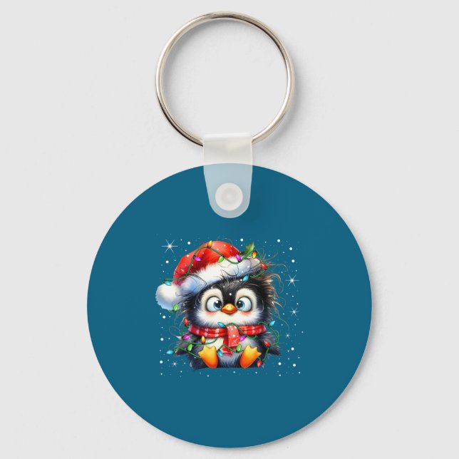 Porte-clés Cute Penguin Christmas Lights Penguins Lover Girls (Recto)