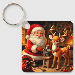 Porte-clés Cute Père Noël et Reindeer