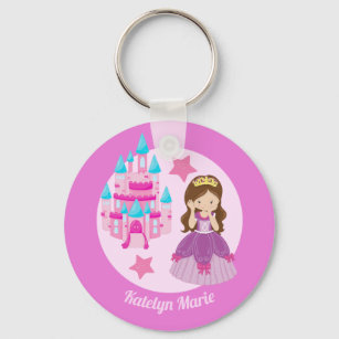 Porte-clés Cute Personnalisée Rose Princess Castle Fairy Tale