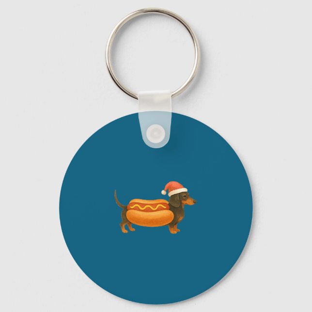 Porte-clés Cute Petite Christmas Funny Hot Dog Dachshund Prem (Recto)