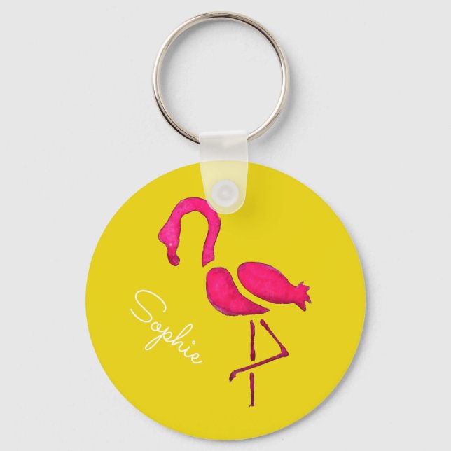Porte-clés Cute pink flamingo unique bird (Recto)
