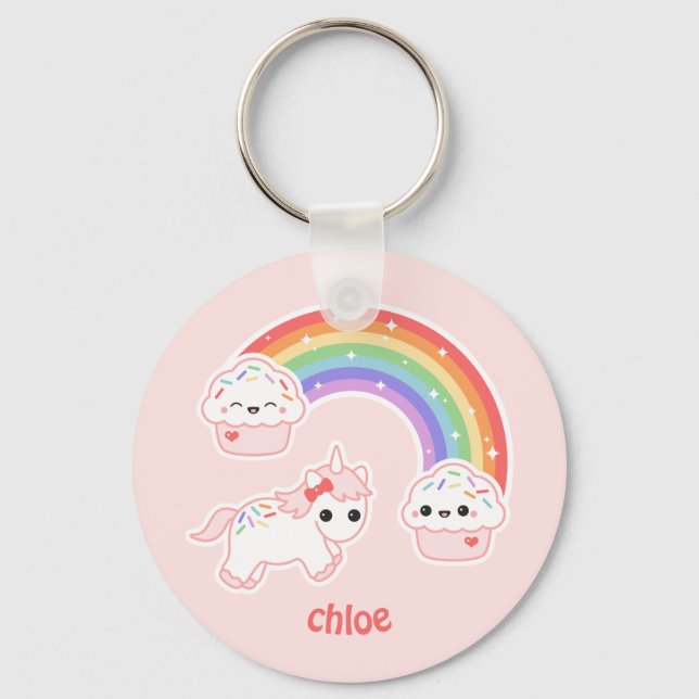 Porte-clés Cute Pink Unicorn (Recto)