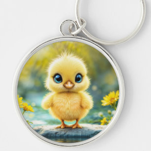 Porte-clés Cute poussette moelleuse avec de grands yeux debou