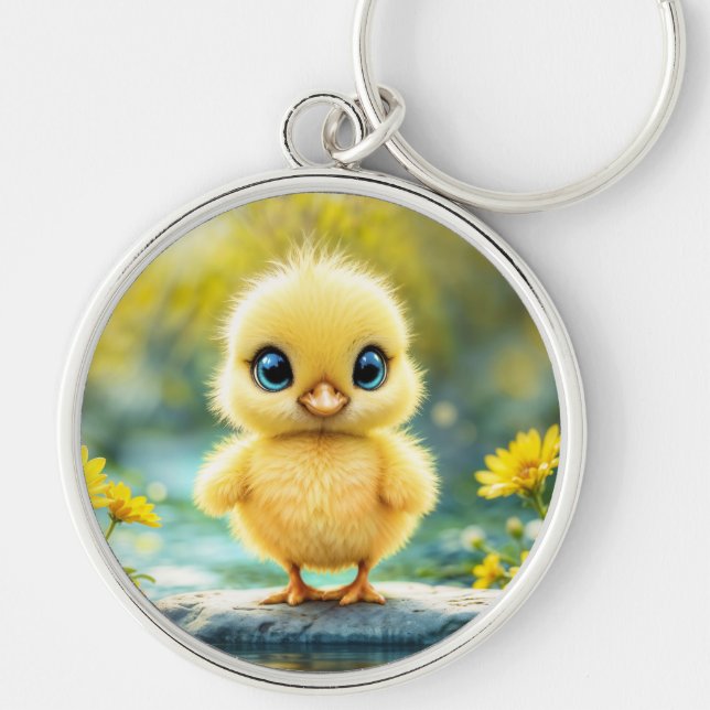 Porte-clés Cute poussette moelleuse avec de grands yeux debou (Devant)