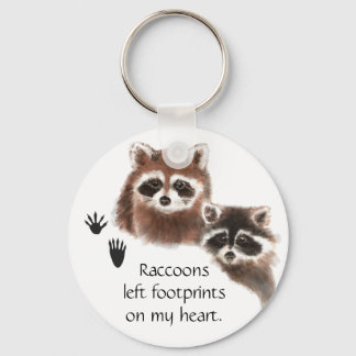 Porte-clés Cute Raccoon left footprints on my heart, humor