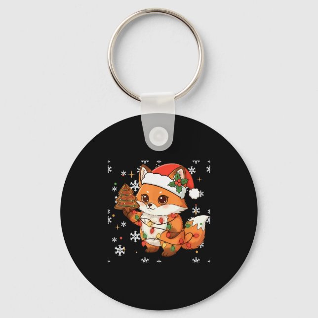 Porte-clés Cute Racoon Lights Tree Cake Funny Xmas Merry Chri (Recto)