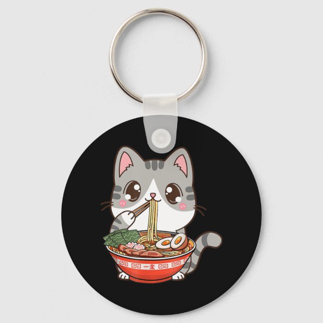 Porte-clés Cute Ramen Cat Kawaii Anime Japonais Food Boy Girl (Recto)