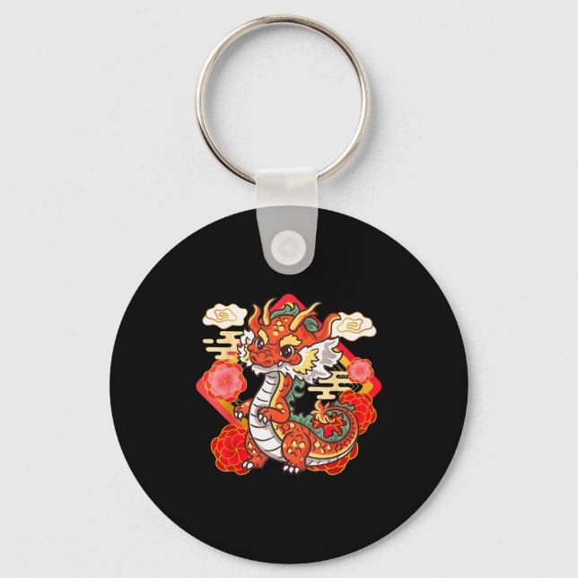 Porte-clés Cute Red Chinese New Year Of The Dragon 2024 Lunar (Recto)