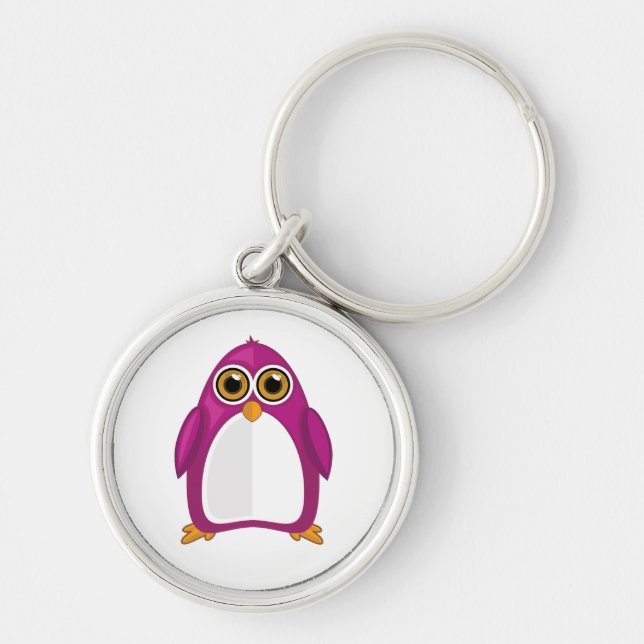 Porte-clés Cute Red Violet Penguin Kawaii Cartoon Big Eyes (Devant)