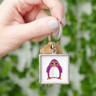 Porte-clés Cute Red Violet Penguin Kawaii Cartoon Big Eyes