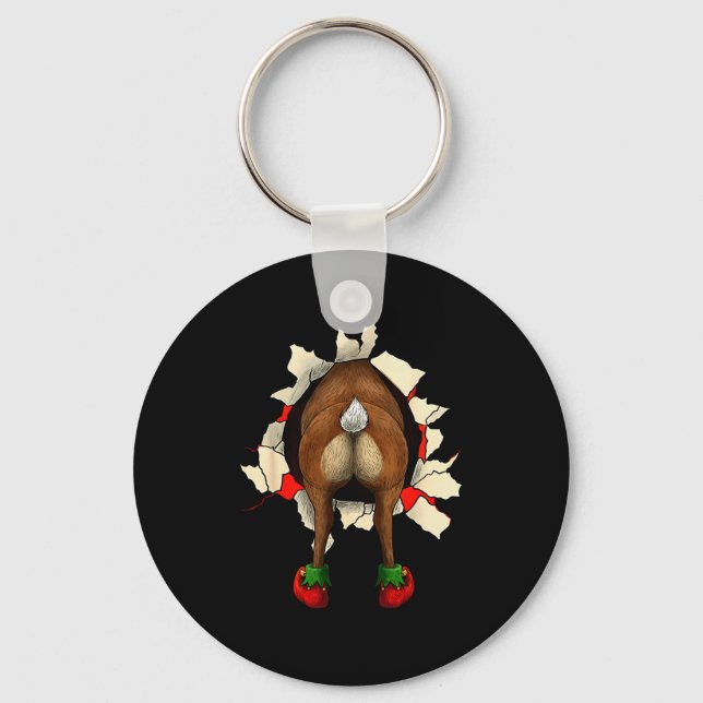 Porte-clés Cute Reindeer Butt Breakthrough Noël  (Recto)