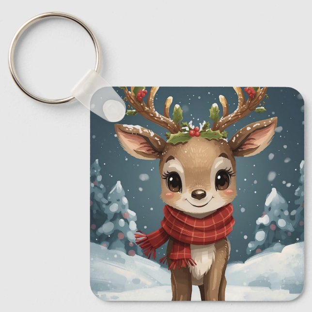 Porte-clés Cute reindeer christmas fun stocking gifts (Recto)
