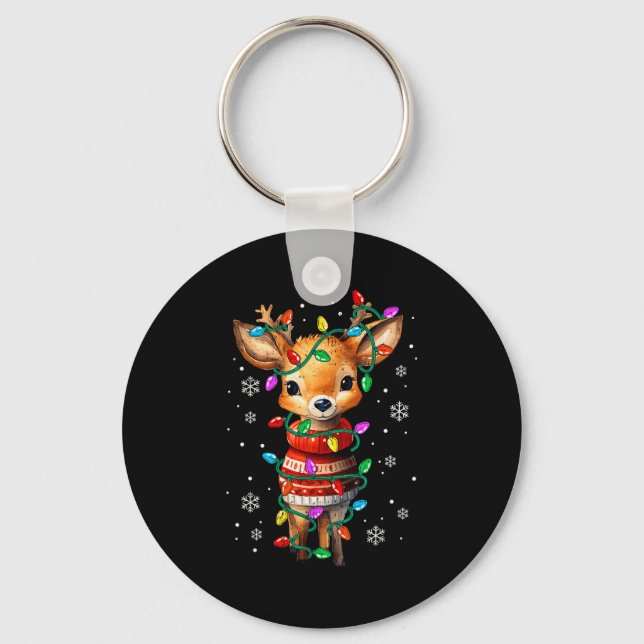 Porte-clés Cute Reindeer Christmas Lights Santa Xmas Pjm Wome (Recto)