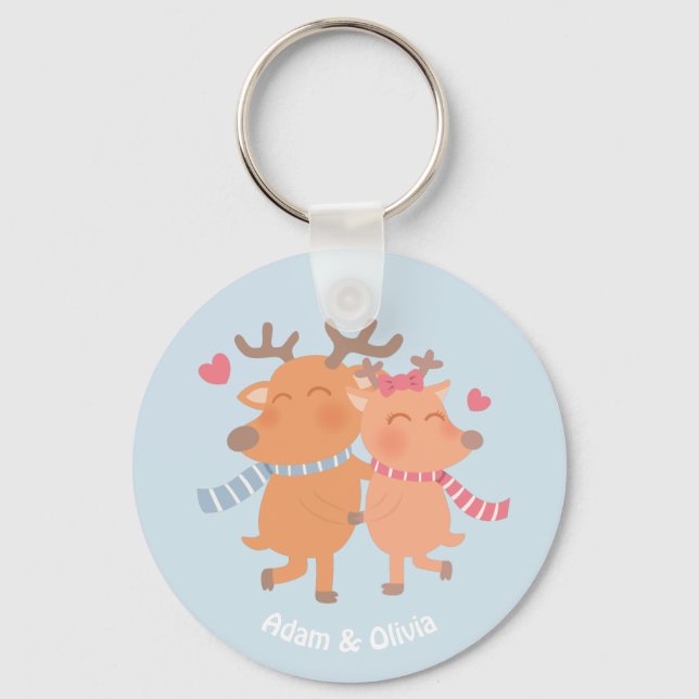 Porte-clés Cute Reindeer in Love Winter Romance Porte - clé (Recto)