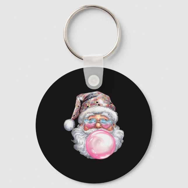 Porte-clés Cute Retro Santa Christmas Blowing Bubble Gum Vint (Recto)