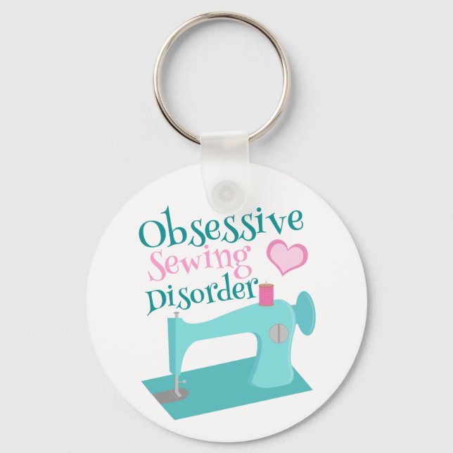 Porte-clés Cute Retro Sewing Machine Seamstress (Recto)