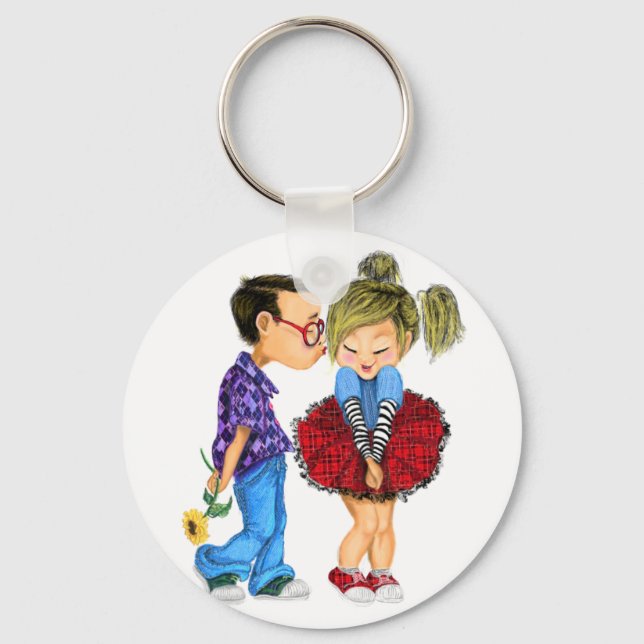 Porte-clés Cute Romantic Couple Love - Baiser - Saint Valenti (Recto)