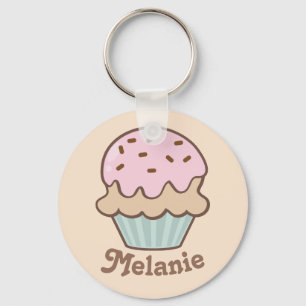 Porte-clés Cute Rose Frosting Cupcake Personnalisé